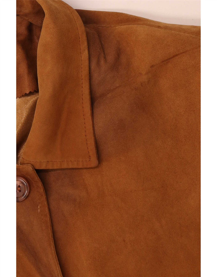 Casaco de couro oversized feminino vintage Reino Unido 20 2XL couro marrom