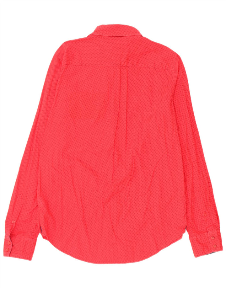 Camisa feminina Tommy Hilfiger UK 10 pequena algodão manchado vermelho