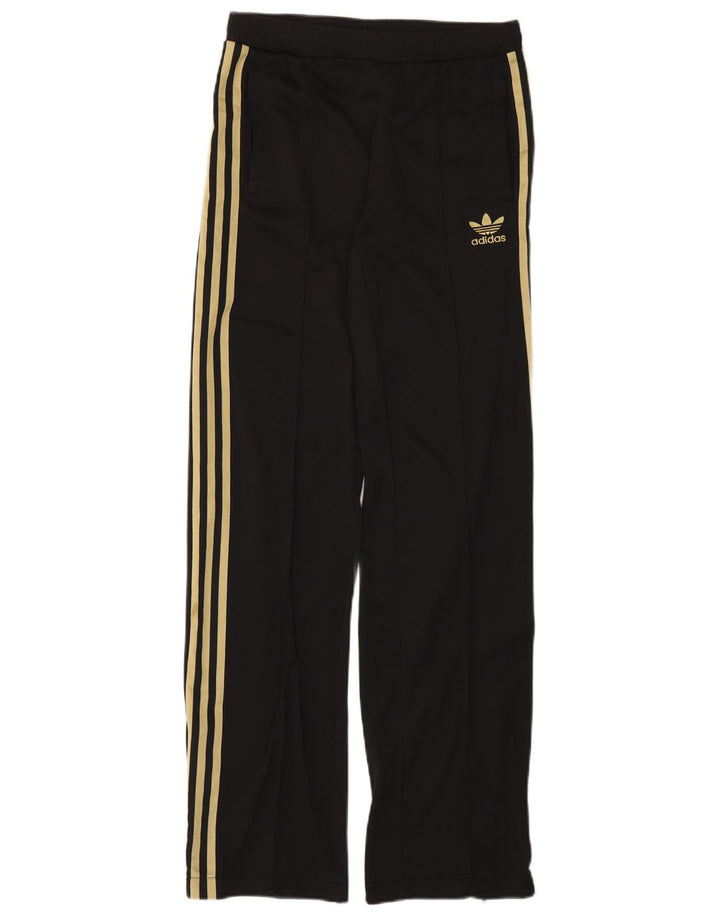Calça de treino feminina Adidas UK 8 pequena preta nylon