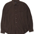 Trussardi Jeans Camisa masculina 2XL algodão listrado marrom