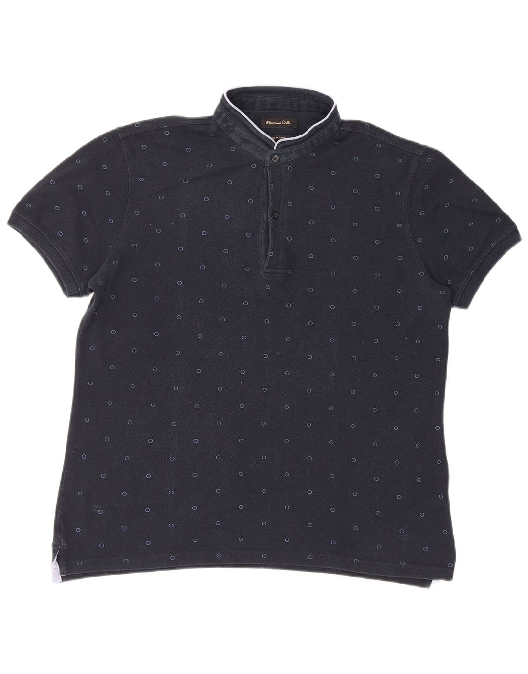 Camisa polo masculina Massimo Dutti grande azul marinho manchado