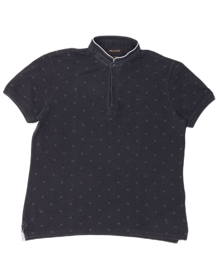 Camisa polo masculina Massimo Dutti grande azul marinho manchado