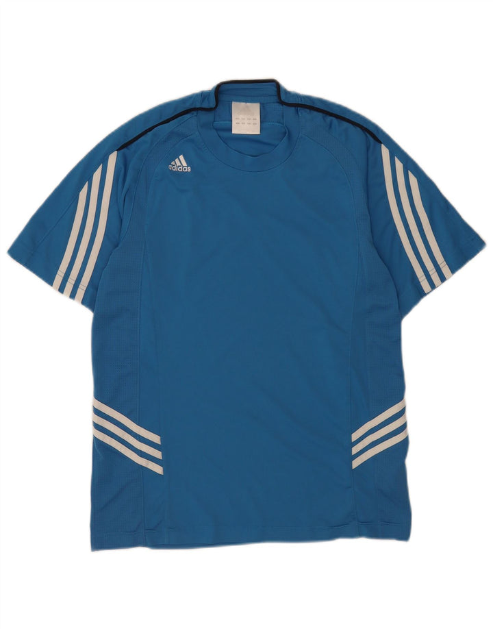 Adidas Mens Camiseta Top Pequeno Azul Colorblock Poliéster