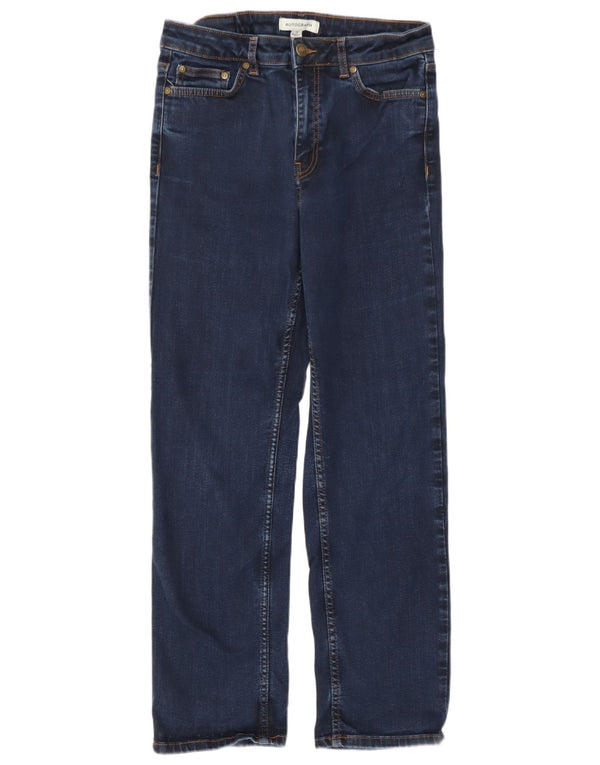 Jeans retos femininos Marks & Spencer Reino Unido 12 médio W30 L27 algodão azul marinho