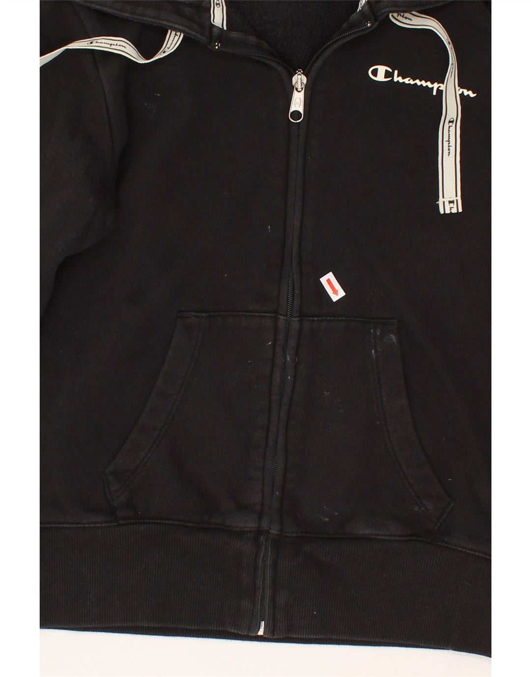 CHAMPION Womens Crop Zip Hoodie Sweater UK 6 XS Black Cotton Vintage Champion and Second-Hand Champion from Messina Hembry 
