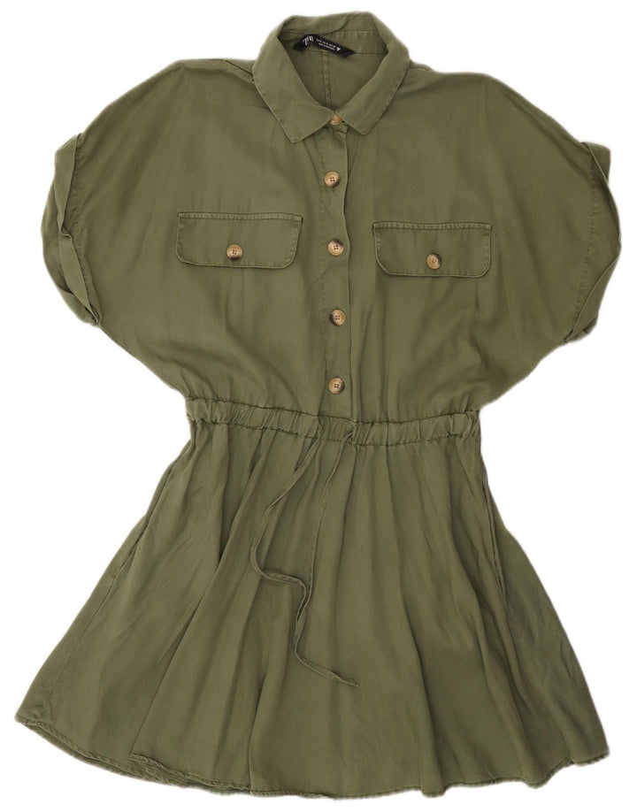 Vestido feminino Zara A-Line UK 12 médio cáqui