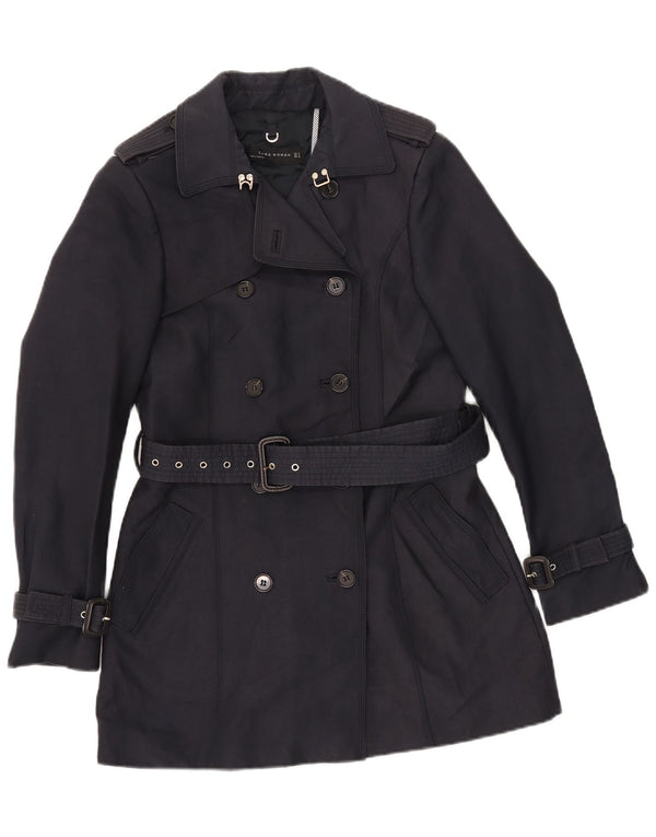 Zara Womens Trench Coat UK 12 Médio Azul Marinho