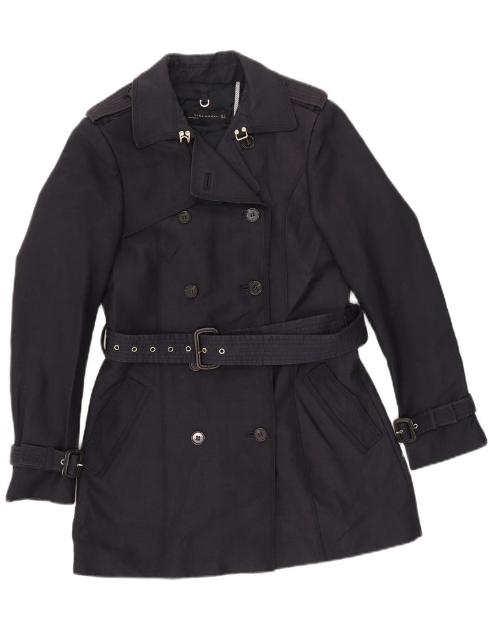 Zara Womens Trench Coat UK 12 Médio Azul Marinho