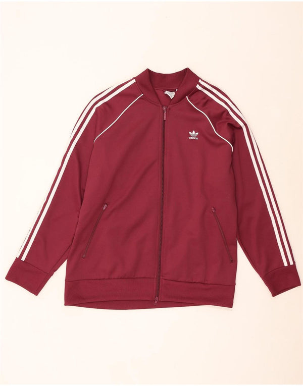 Adidas Womens Tracksuit Top Jacket UK 28/30 3XL Borgonha Algodão