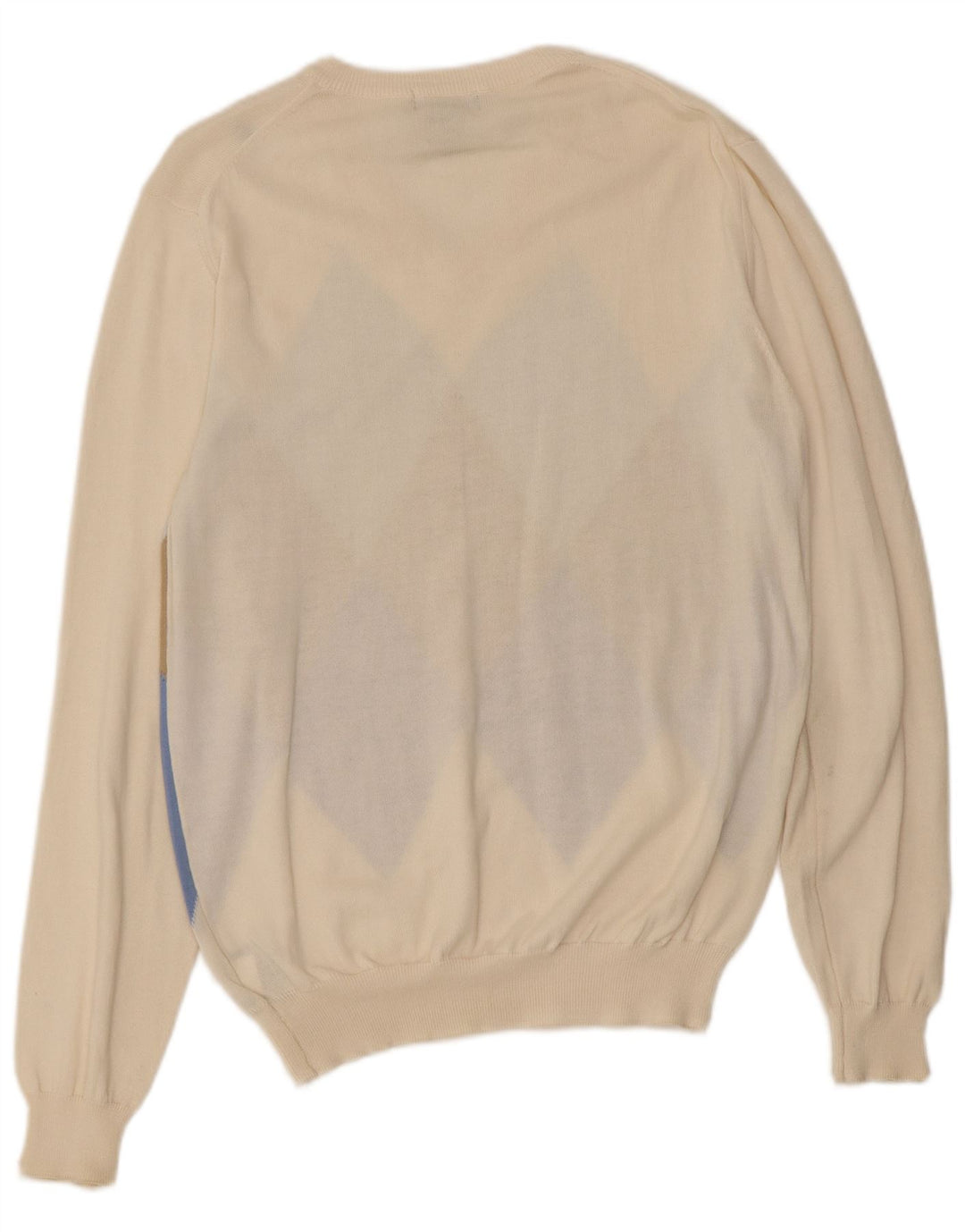 Suéter masculino Gant com decote em V médio branco Argyle/algodão diamante