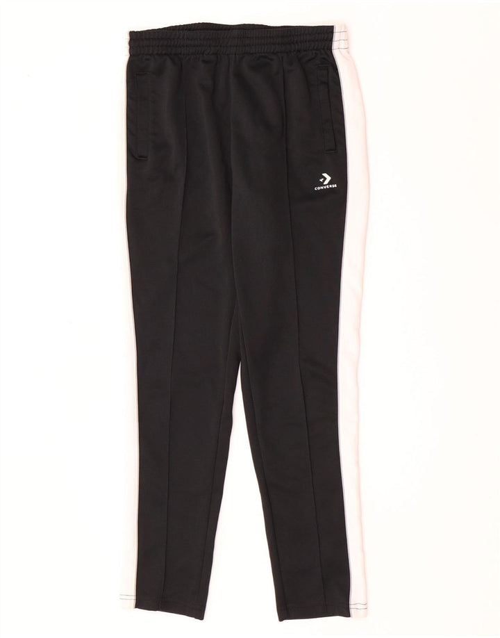 Calça de treino feminina Converse UK 8 pequena preta colorblock poliéster