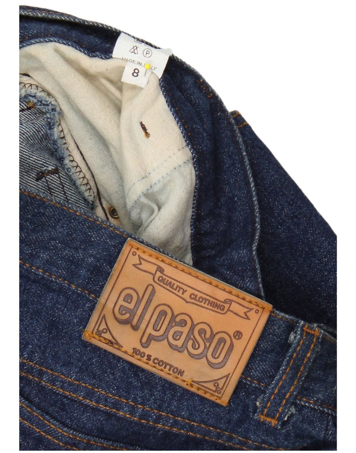 Saia jeans feminina El Paso EUA 8 médio W28 algodão azul marinho