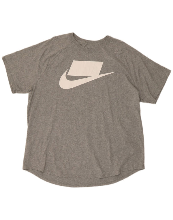 Nike Mens Short Sleeve Regular Graphic T-Shirt Top 2XL Grey Cotton