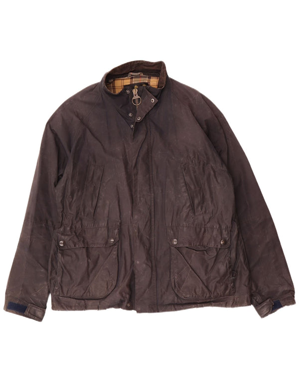Jaqueta masculina de algodão encerado Barbour UK 44 2XL azul marinho