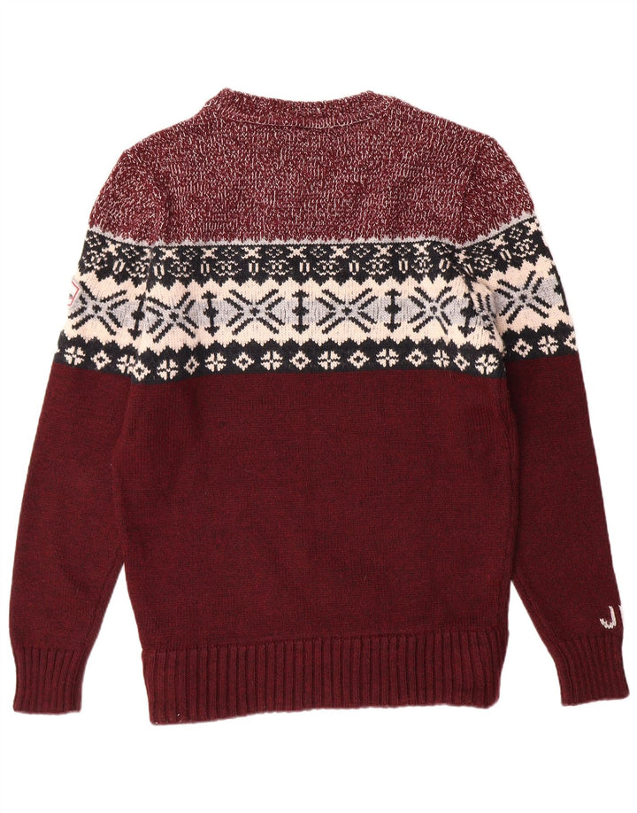 Suéter masculino SUPERDRY com gola redonda XL Borgonha Fair Isle Classic