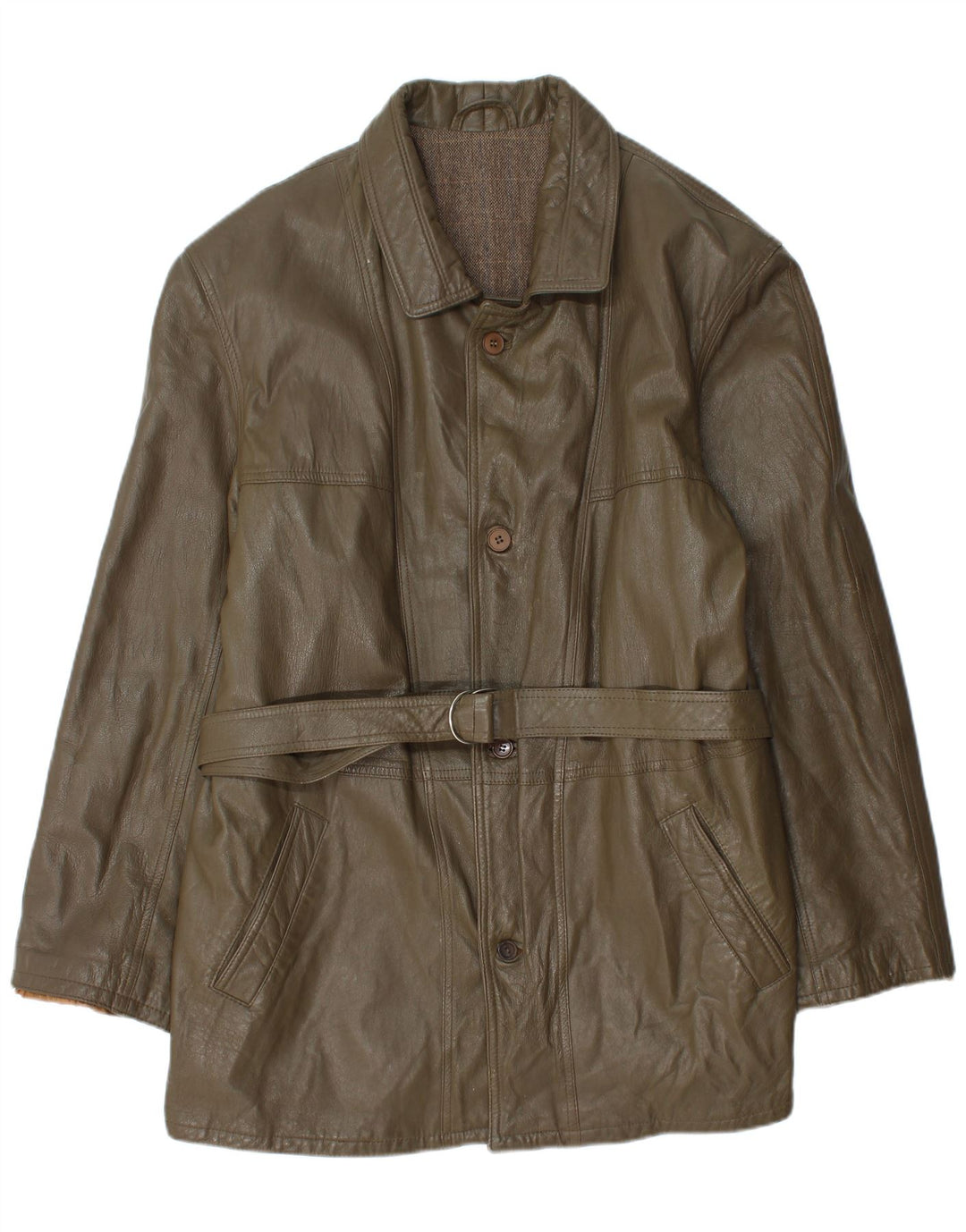 Jaqueta de couro masculina vintage Reino Unido 40 grande couro cáqui