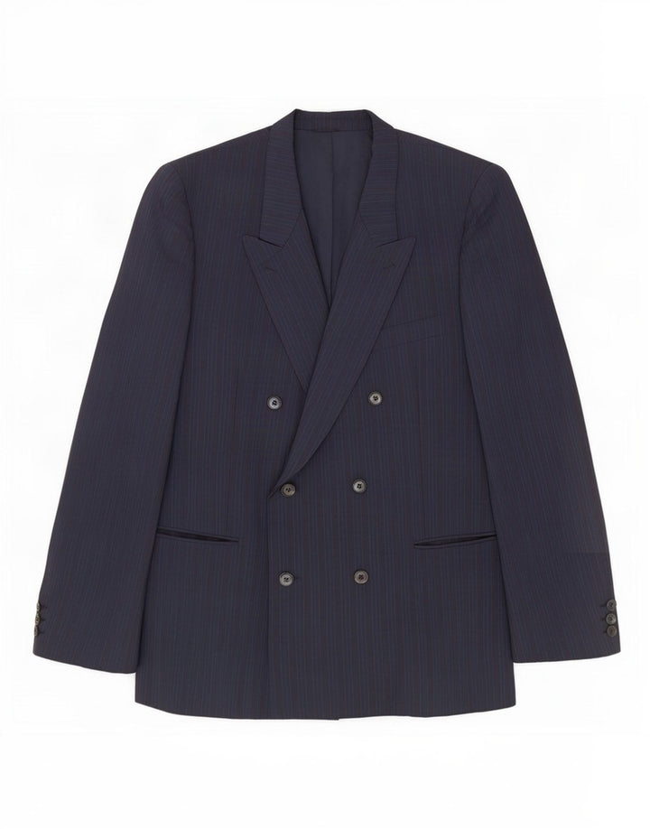 Jaqueta blazer masculina Monti com peito duplo IT 56 3XL lã listrada azul marinho