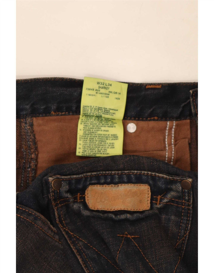 Wrangler Masculino Sharkey Bootcut Jeans W32 L34 Azul Marinho Algodão