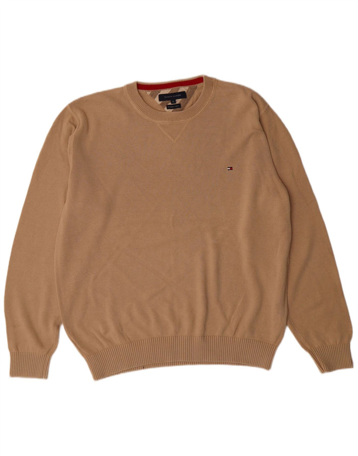 Suéter masculino TOMMY HILFIGER com gola redonda XL algodão bege