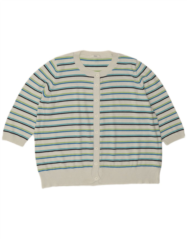 Suéter cardigã feminino Marks & Spencer Reino Unido 24 4XL listrado multicolorido