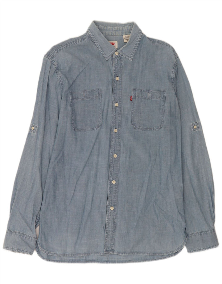 Camisa jeans masculina LEVI'S grande algodão azul