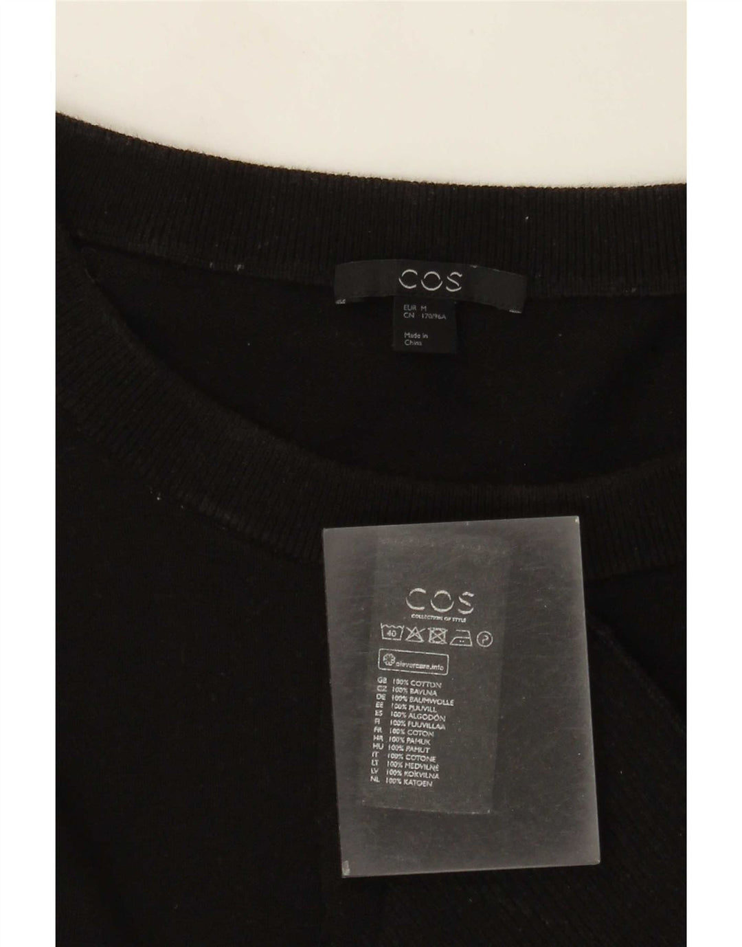 Suéter feminino Cos com gola canoa UK 14 algodão preto médio