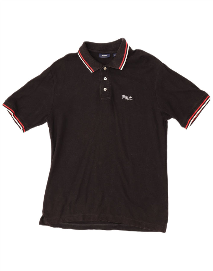 Camisa polo masculina Fila médio algodão preto