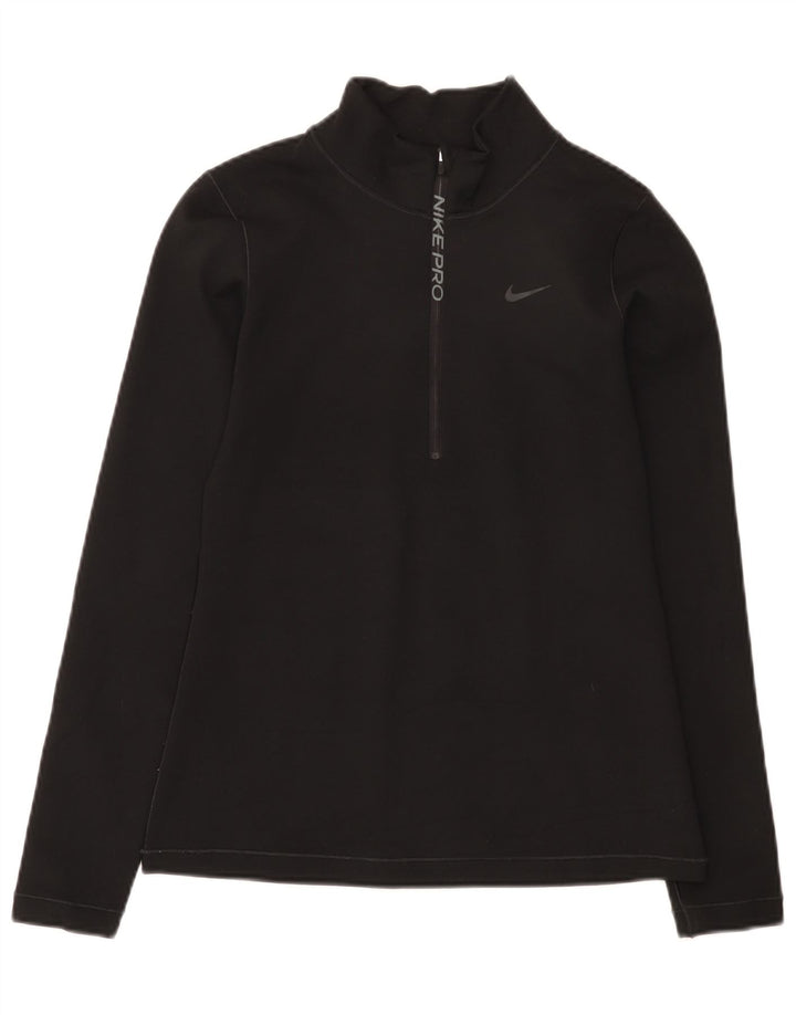 Pulôver masculino Nike Dri Fit com gola e zíper, top pequeno de poliéster preto
