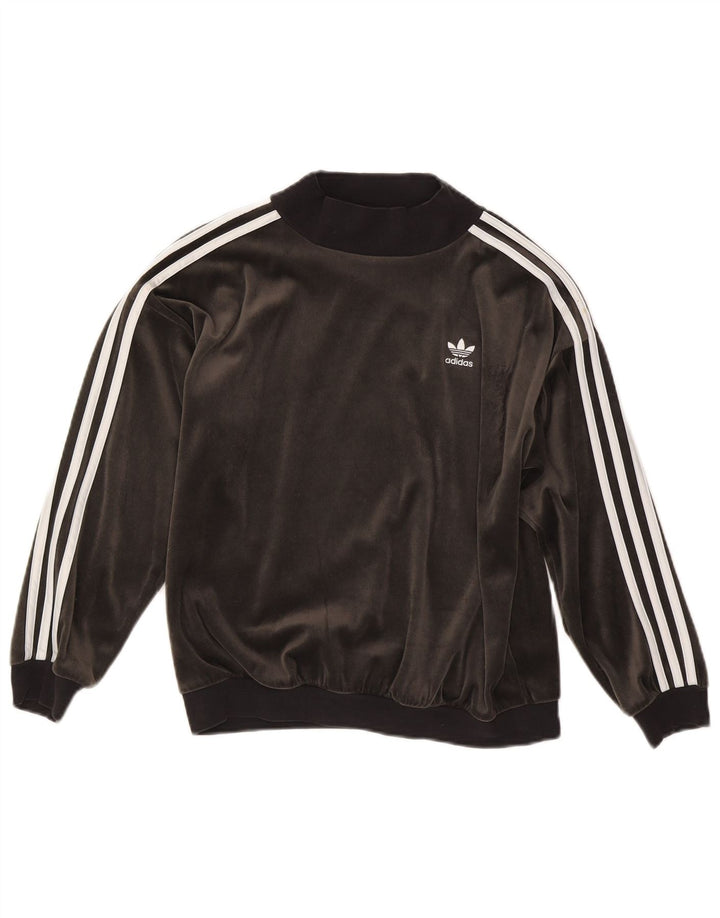 Adidas Meninas Velour Sweatshirt Jumper 11-12 Anos Cinzento Poliéster