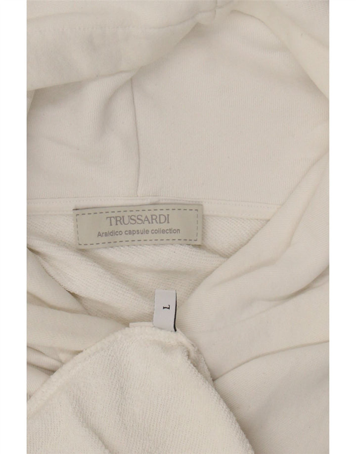 TRUSSARDI moletom com capuz masculino grande branco