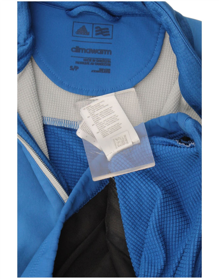 Adidas Mens Climawarm Zip Neck Moletom Jumper Pequeno Azul Poliéster
