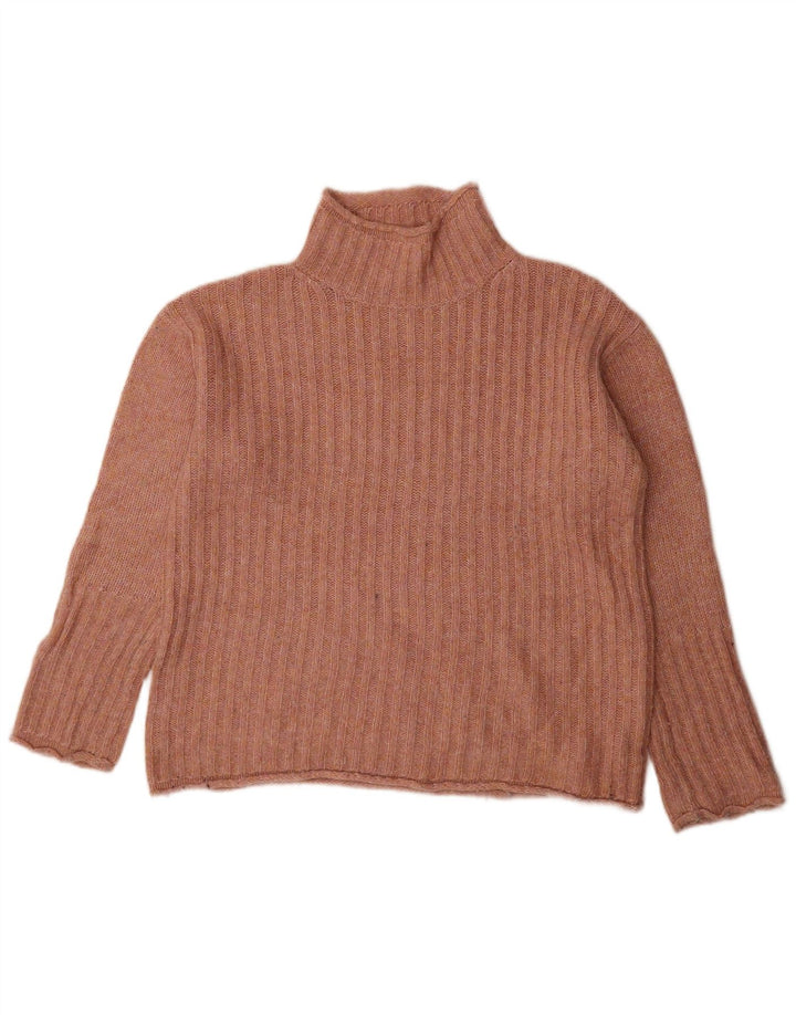 Suéter feminino Marks & Spencer com gola tartaruga Reino Unido 10 pequeno rosa