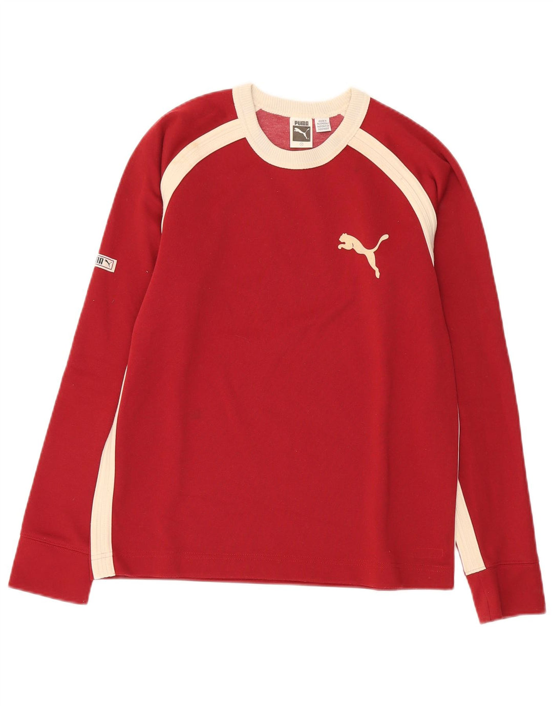 PUMA Masculino Top Manga Longa Pequeno Poliéster Colorblock Vermelho