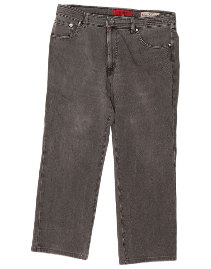 Pierre Cardin Mens Straight Jeans W38 L27 Cinza Algodão