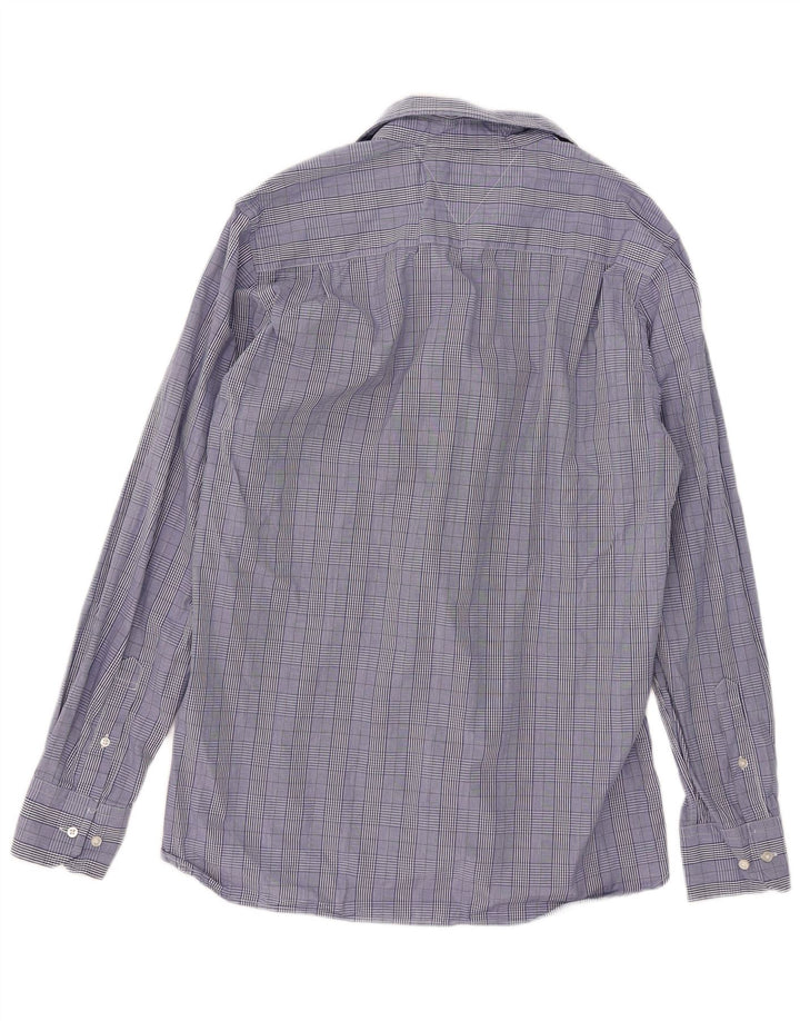 Camisa masculina Tommy Hilfiger Custom Fit tamanho 15 1/2 16 xadrez azul médio