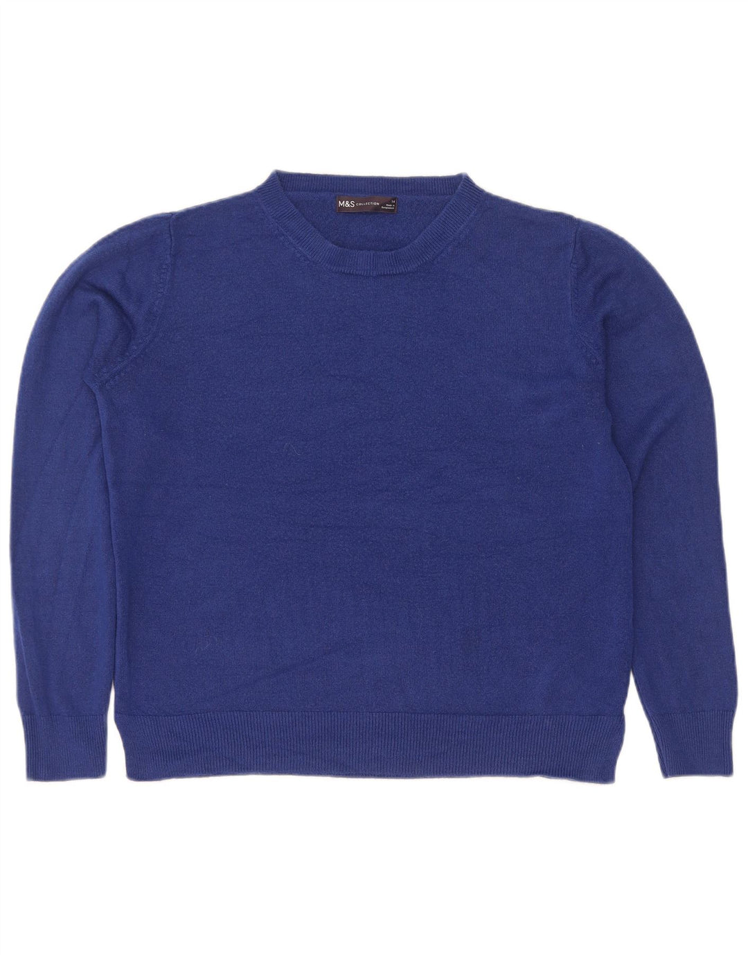 Suéter feminino Marks & Spencer com gola redonda Reino Unido 14 acrílico azul médio