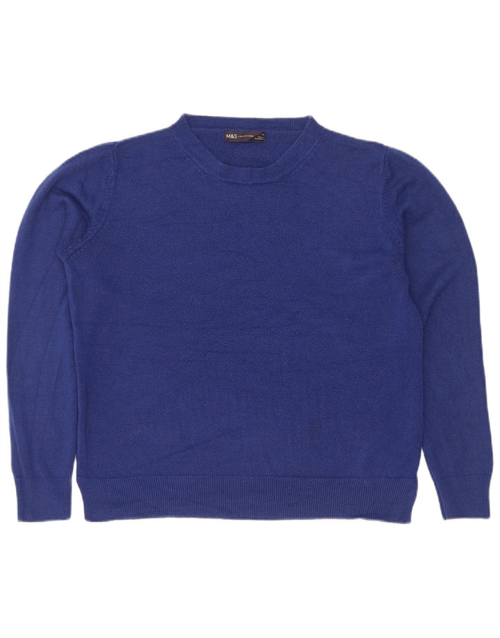Suéter feminino Marks & Spencer com gola redonda Reino Unido 14 acrílico azul médio