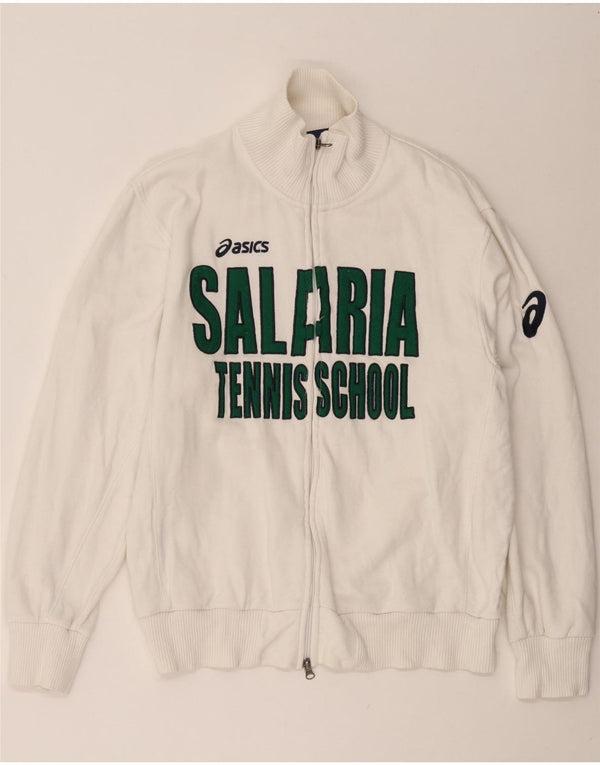 ASICS Mens Graphic Tracksuit Top Jaqueta XL Algodão Branco