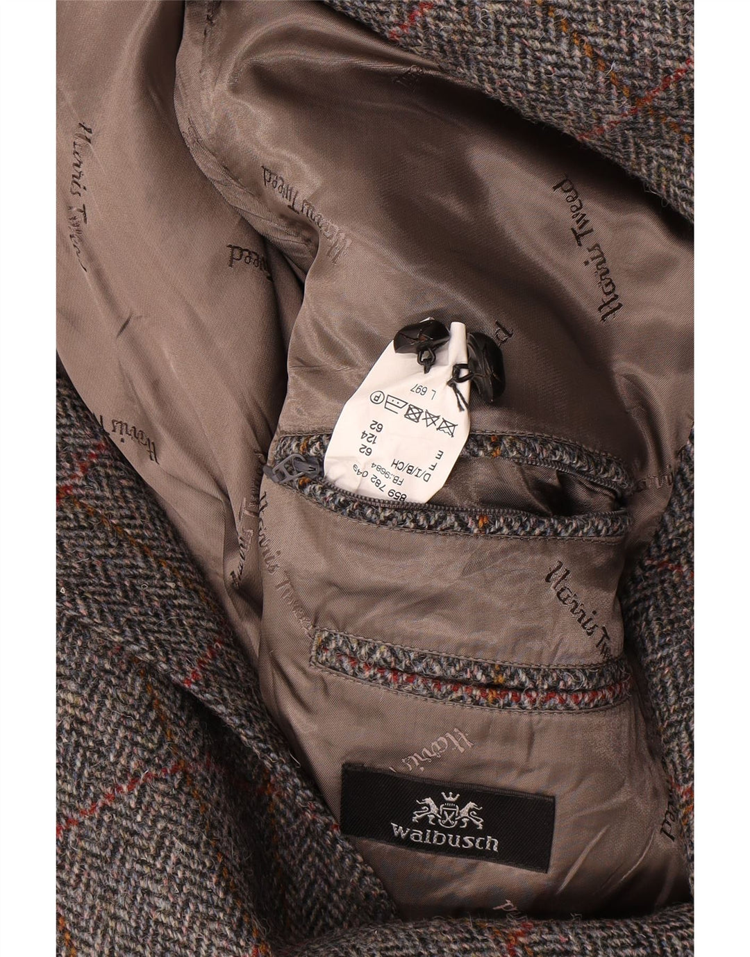 Jaqueta blazer masculina Walbusch com 2 botões Reino Unido 44 2XL lã xadrez cinza