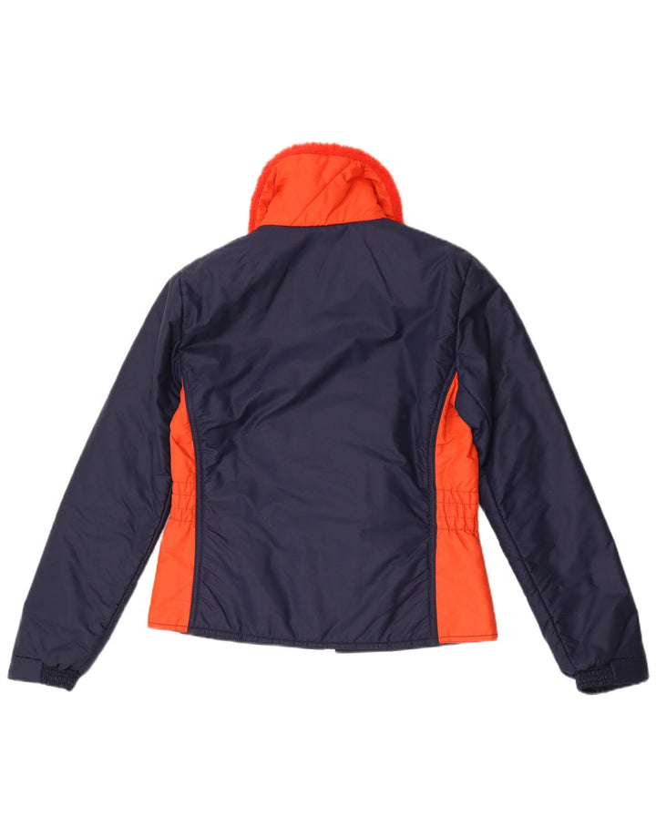 Jaqueta corta-vento feminina vintage IT 50 XL azul marinho Colourblock Nylon