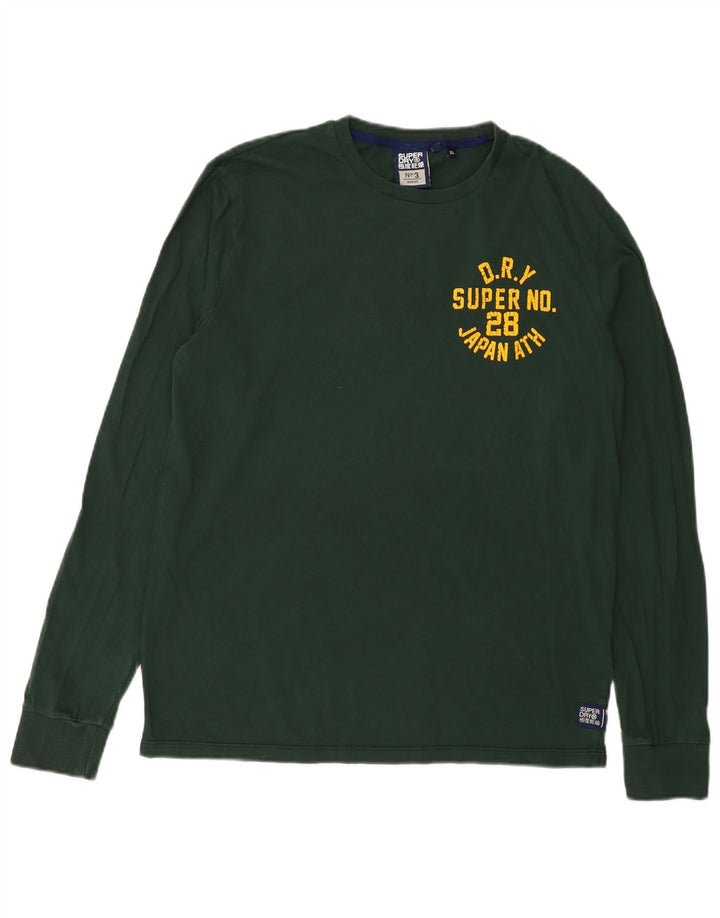 Superdry Mens Graphic Top Manga Longa XL Verde Algodão