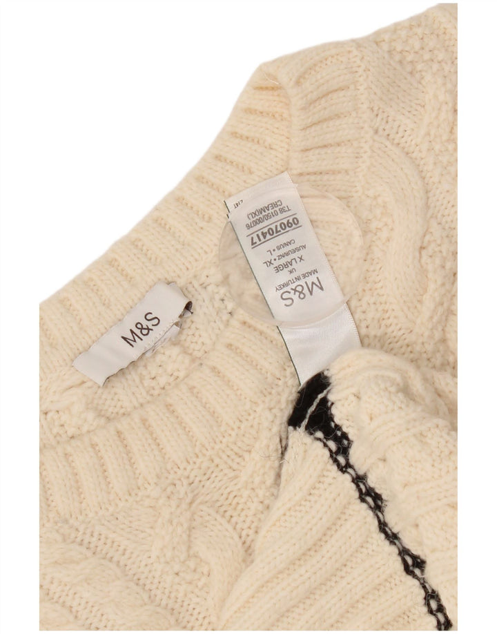 Suéter feminino Marks & Spencer com gola redonda grande Reino Unido 18 XL branco