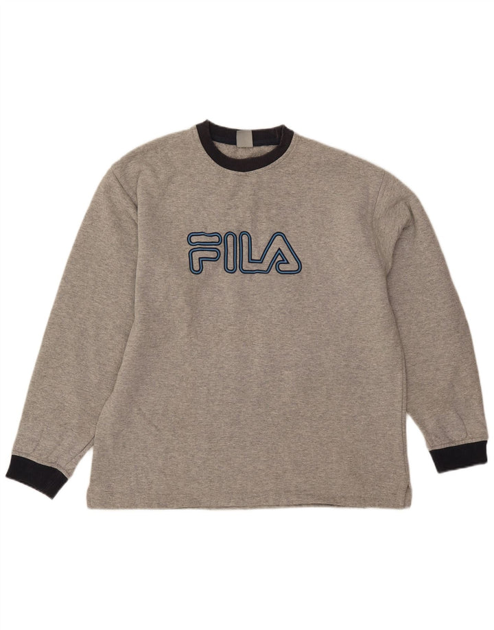 Moletom masculino Fila Graphic Jumper IT 48 algodão manchado cinza médio