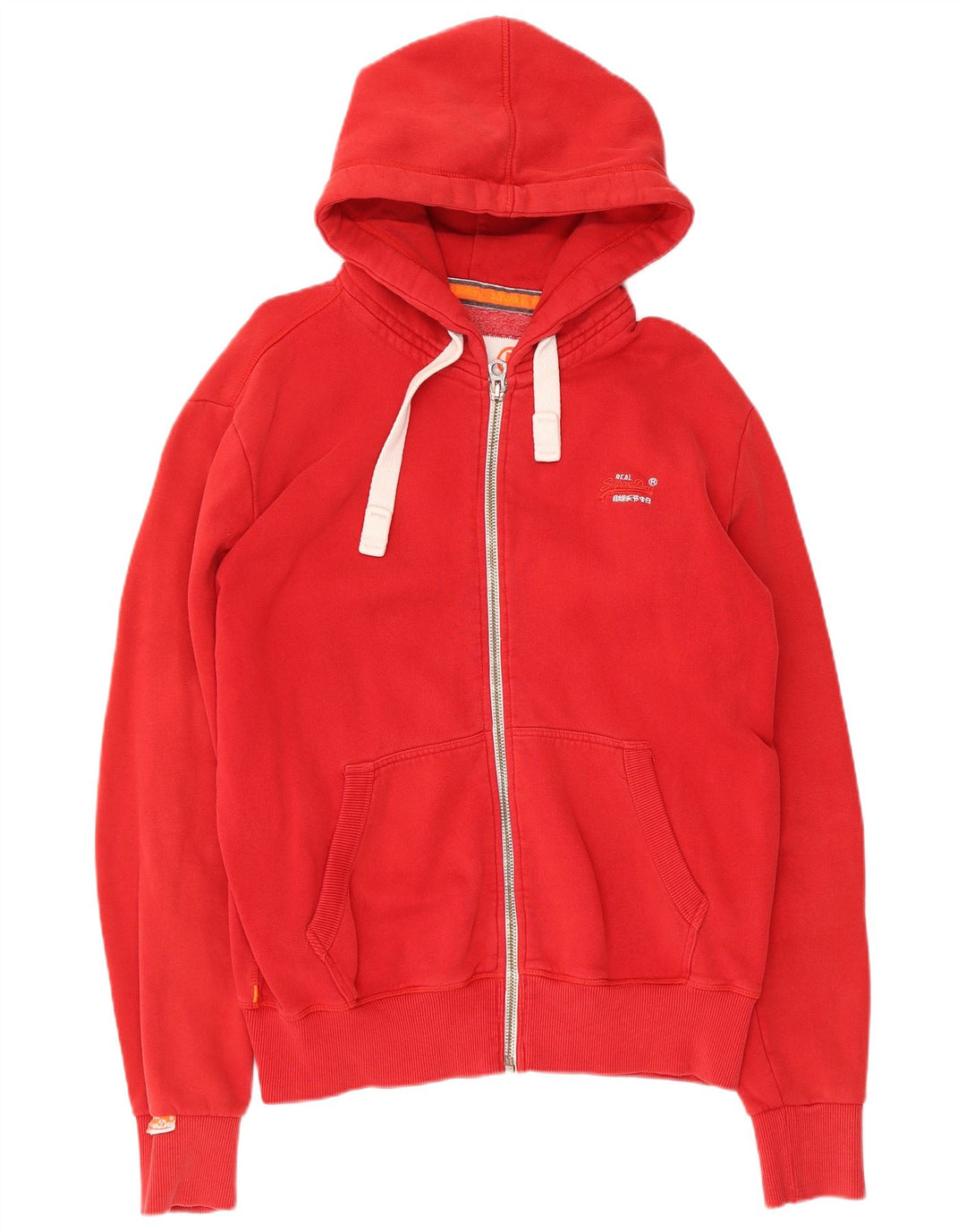 Suéter masculino Superdry com capuz e zíper grande algodão vermelho