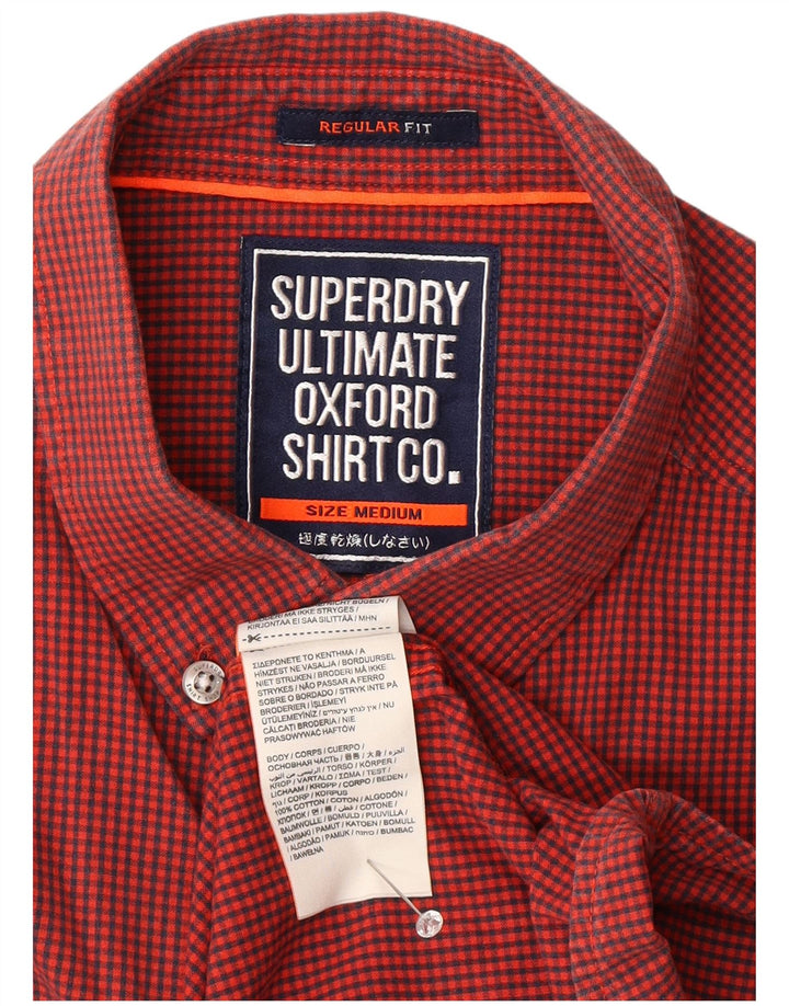 Camisa masculina SUPERDRY regular fit médio algodão guingão vermelho
