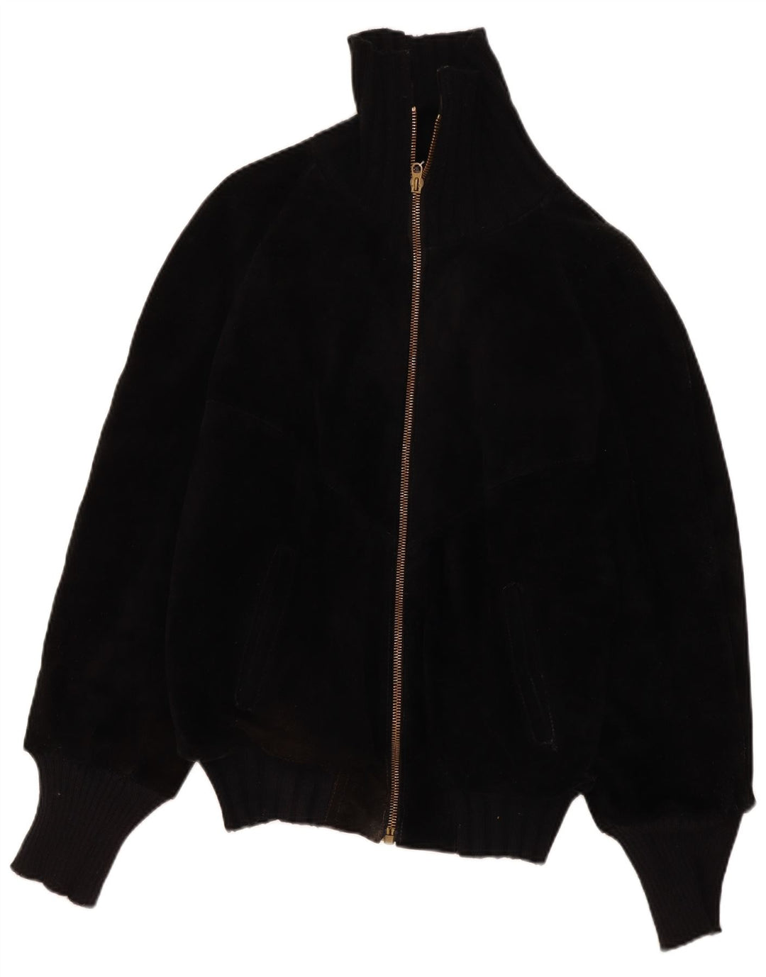 Jaqueta de couro Sherpa masculina vintage IT 44 XS preta retrô