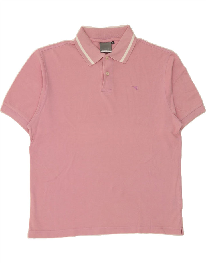 DIADORA Mens Polo Shirt Large Pink Cotton Vintage Diadora and Second-Hand Diadora from Messina Hembry 