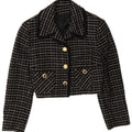 Blazer feminino vintage com corte de 3 botões IT 42 xadrez preto médio