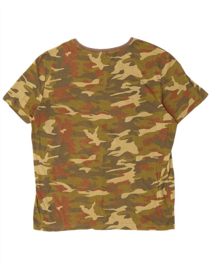 Camiseta gráfica masculina Rainbow grande algodão camuflado cáqui