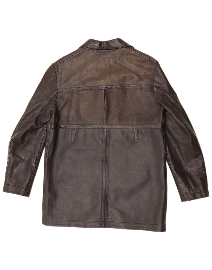 Jaqueta de couro masculina vintage UK 36 pequena marrom